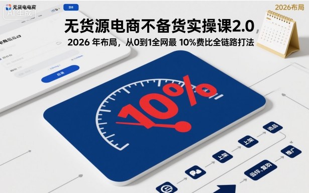 无货源电商不备货实操课2.0，2026年布局，从0到1全网最低10%费比全链路打法【更新】-邪修侠学院