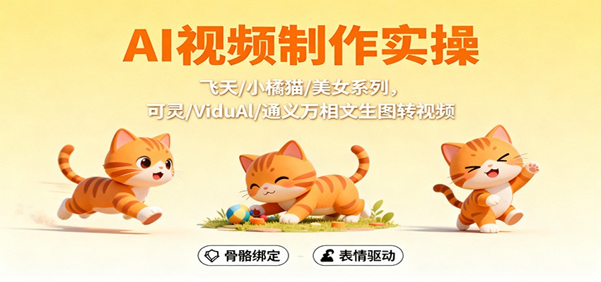 AI视频制作实操，飞天/小橘猫/美女系列，可灵/ViduAl/通义万相文生图转视频-邪修侠学院