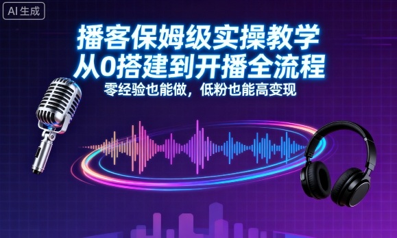 播客保姆级实操教学，从0搭建到开播全流程，零经验也能做，低粉也能高变现-邪修侠学院