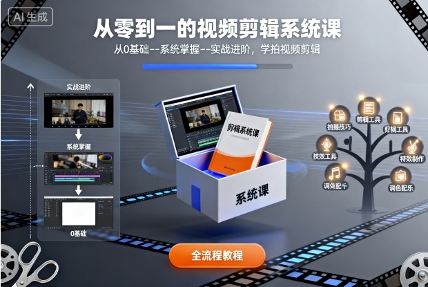 从零到一的视频剪辑系统课,从0基础–系统掌握–实战进阶,学拍视频剪辑-邪修侠学院