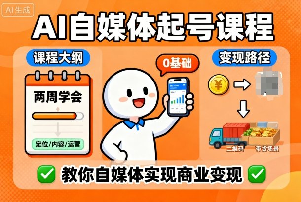 AI自媒体起号课程，0基础小白两周学会，教你自媒体实现商业变现-邪修侠学院