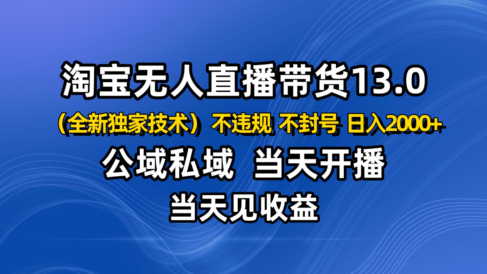 淘宝无人直播13.0,公域私域技术,不封号,不违规 布局下半年旺季赛道,日入2000+-邪修侠学院