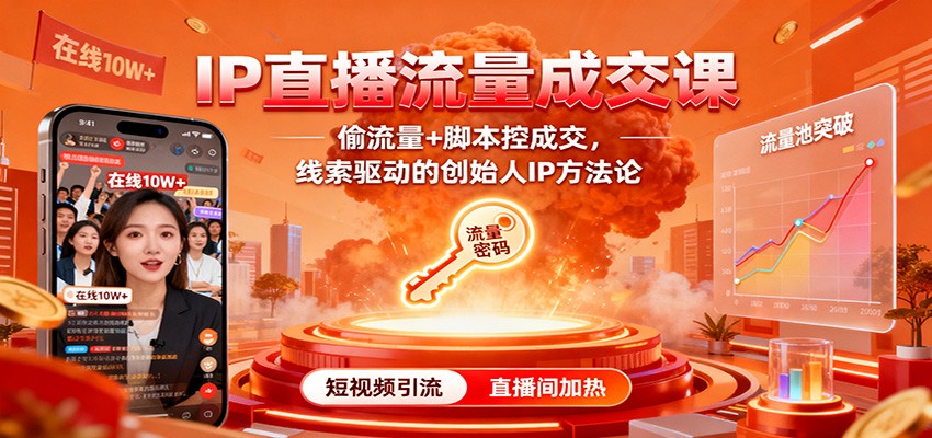 IP直播流量成交课:偷流量+脚本控成交,线索驱动的创始人IP方法论-邪修侠学院