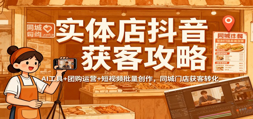 实体店抖音获客攻略:AI工具+团购运营+短视频批量创作,同城门店获客转化-邪修侠学院