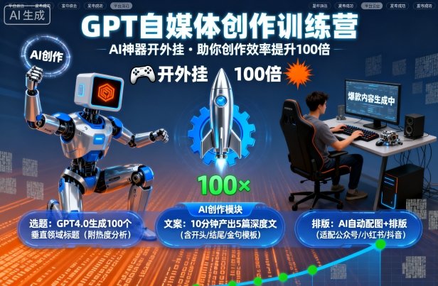 GPT自媒体创作训练营:AI神器开外挂,助你创作效率提升100倍-邪修侠学院