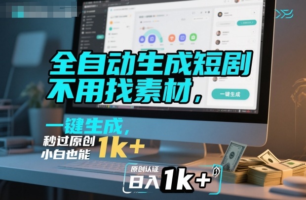 全自动生成短剧，不用找素材，不用剪辑，一键生成，秒过原创，小白也能轻松日入1k+【揭秘】-邪修侠学院
