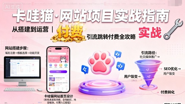 卡哇猫·网站项目,网站搭建与运营以及引流跳转付费-邪修侠学院