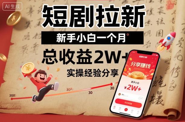 短剧拉新新手小白一个月总收益2W+实操经验分享-邪修侠学院