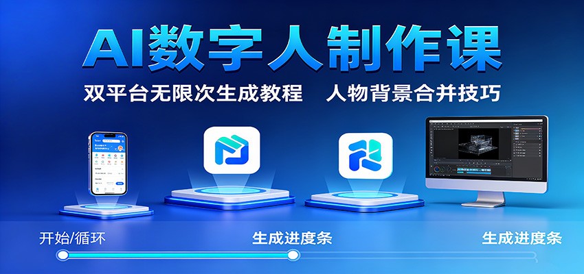 AI数字人制作课:双平台无限次生成教程,人物背景合并技巧-邪修侠学院