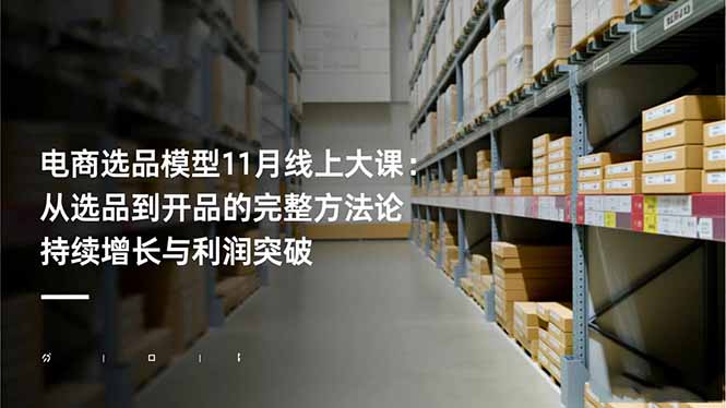 电商选品模型11月线上大课：从选品到开品的完整方法论 持续增长与利润突破-邪修侠学院
