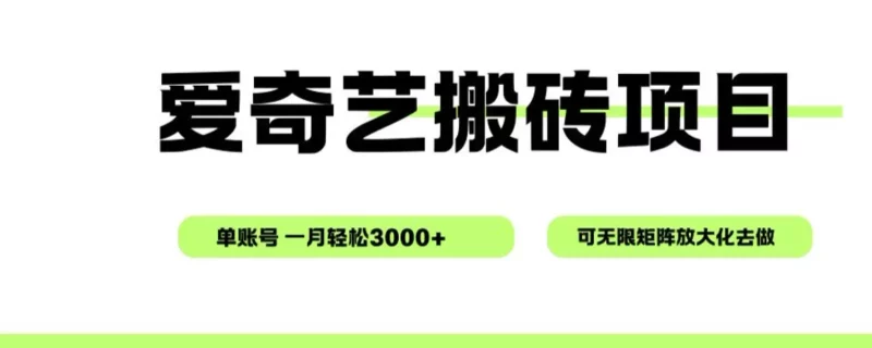 爱奇艺无脑搬砖项目,单账号一月轻松3000+,可无限矩阵去做-邪修侠学院