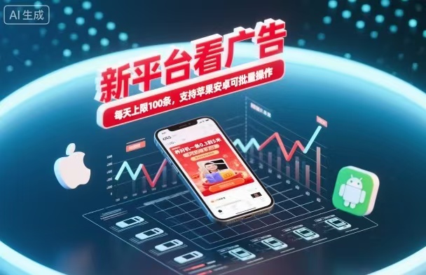 新台看广告，养好机一条5毛到5块，单机日入30到100，支持苹果安卓，可批量操作。-邪修侠学院
