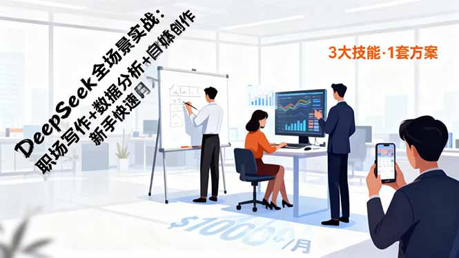 DeepSeek全场景实战:职场写作+数据分析+自媒体创作,新手快速月入过万-邪修侠学院