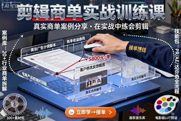 剪辑商单实战训练课，真实商单案例分享，在实战中练会剪辑-邪修侠学院