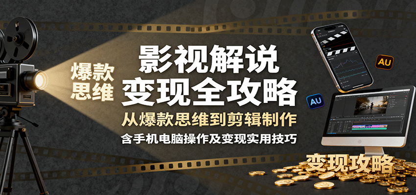 影视解说变现全攻略:从爆款思维到剪辑制作,含手机电脑操作及变现实用技巧-邪修侠学院