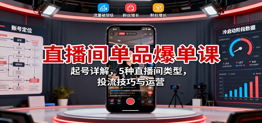 直播间单品爆单课：起号详解，5种直播间类型，投流技巧与运营-邪修侠学院